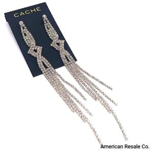 CACHE Crystal CZ Dangle Drop Chandelier Earrings in Silver $48
